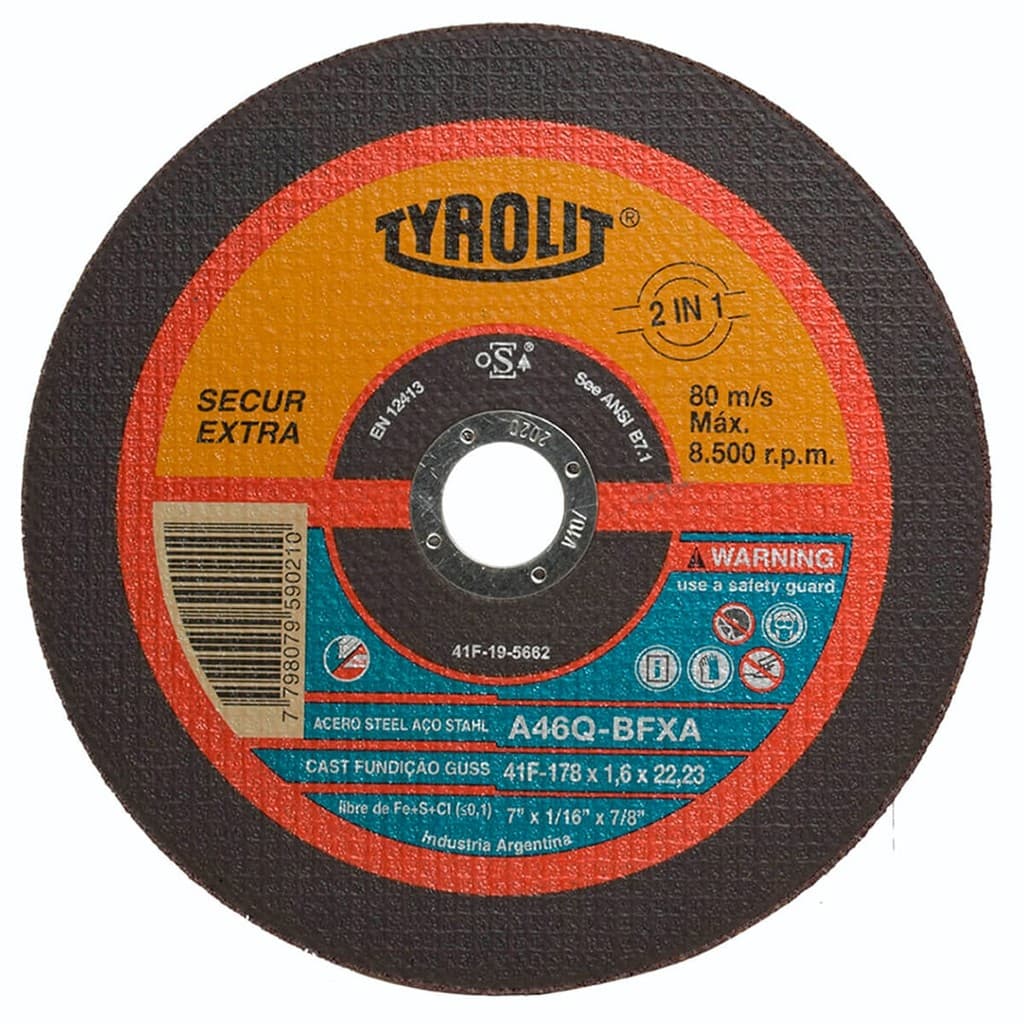 Disco De Corte 7" Secur 178 X 1,6 X 22,2 Tyrolit 557559