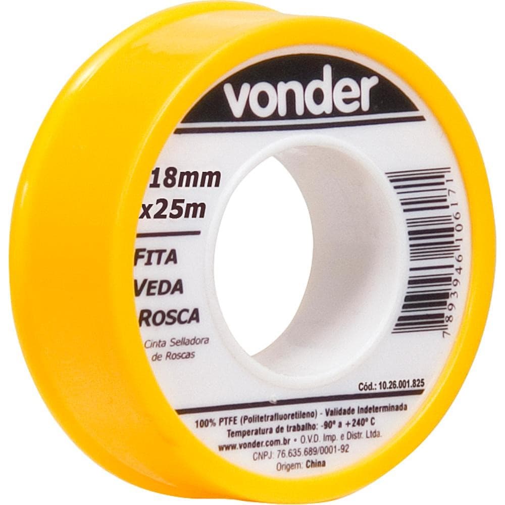 Fita veda rosca 18mmx25m ptfe teflon - Vonder