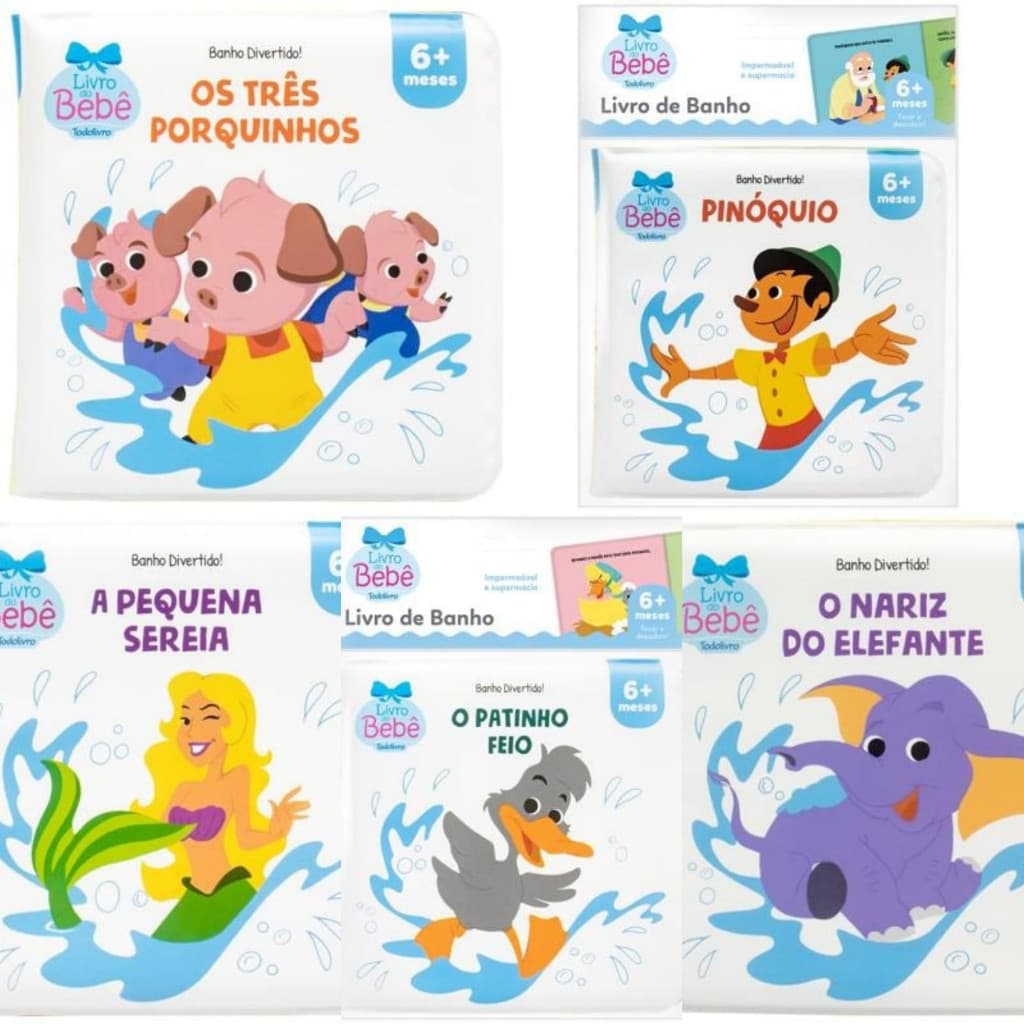 Coleção Banho Divertido! 5 Livros Super Macios. Idade 0+ LIVROS DE BANHO