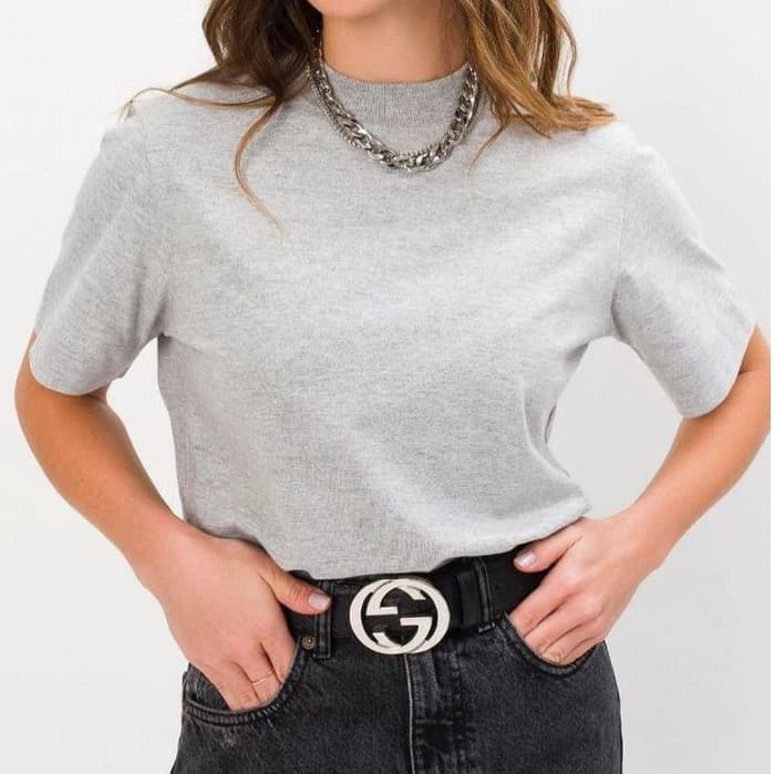 Blusa Gola Alta Feminina Tecido Em Malha 100% Algodão T-shirt