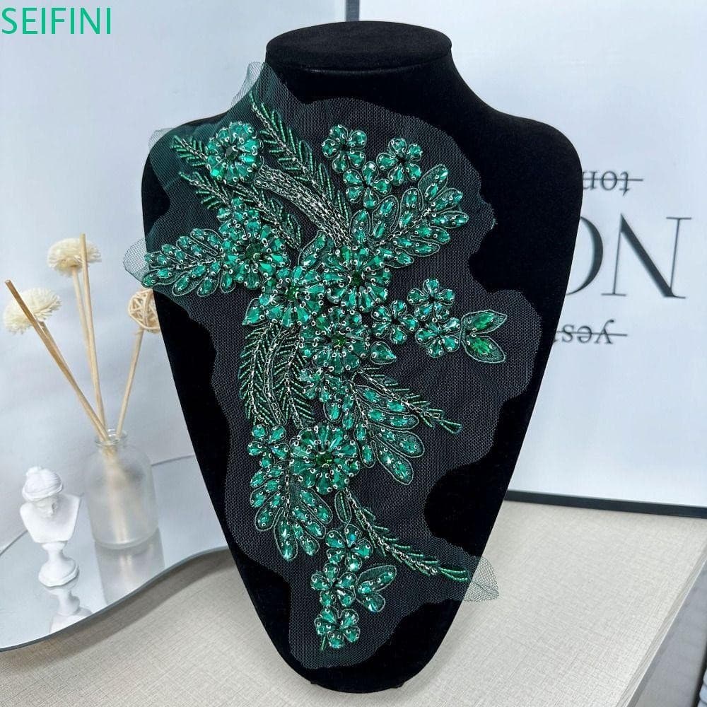 Remendo De Pano SEIFINI , Apliques De Bordado De Strass De Lantejoulas Artesanais DIY Feitos À Mão Em Tecido De Renda