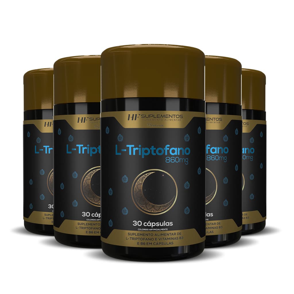 5x L-TRIPTOFANO COM MARACUJA 860 MG 30CAPS HF SUPLEMENTOS