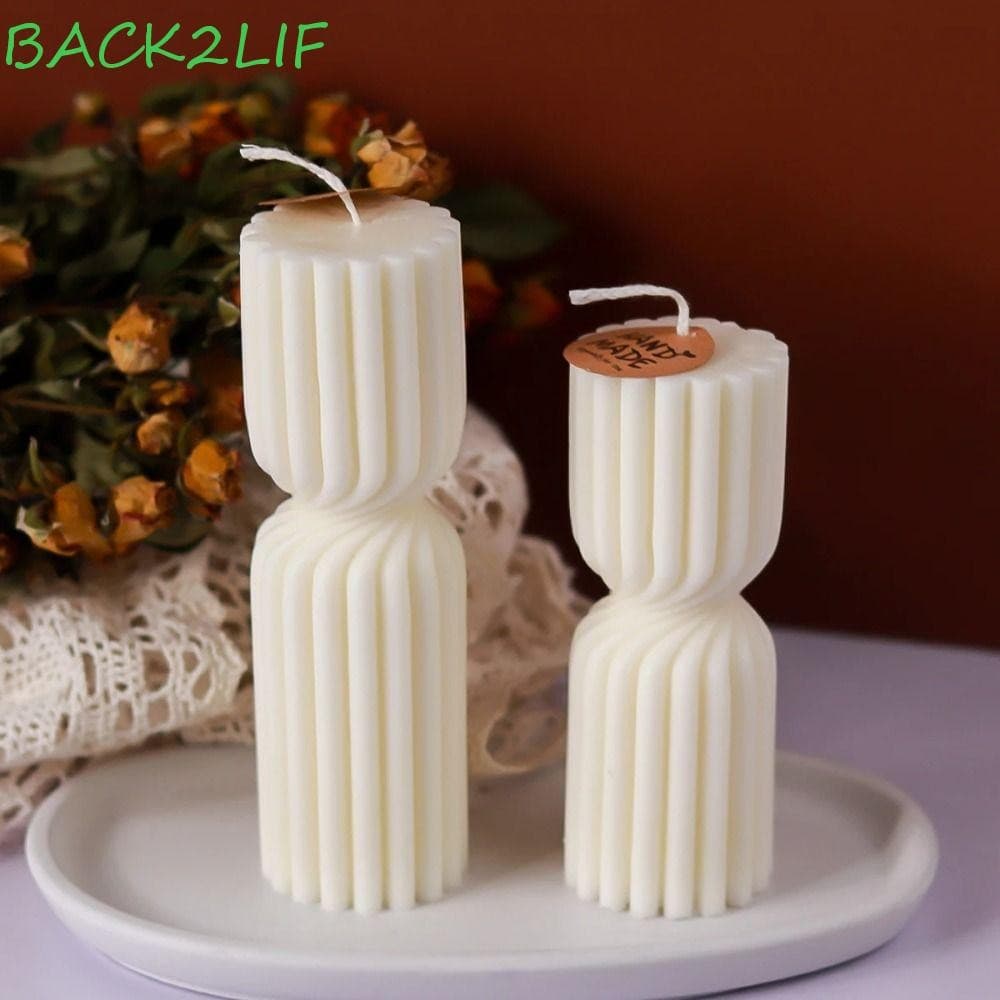 Molde De Vela BACK2LIF , Cilíndrico Com Listra De Silicone Para Pilar De Riscas Coluna 3D DIY