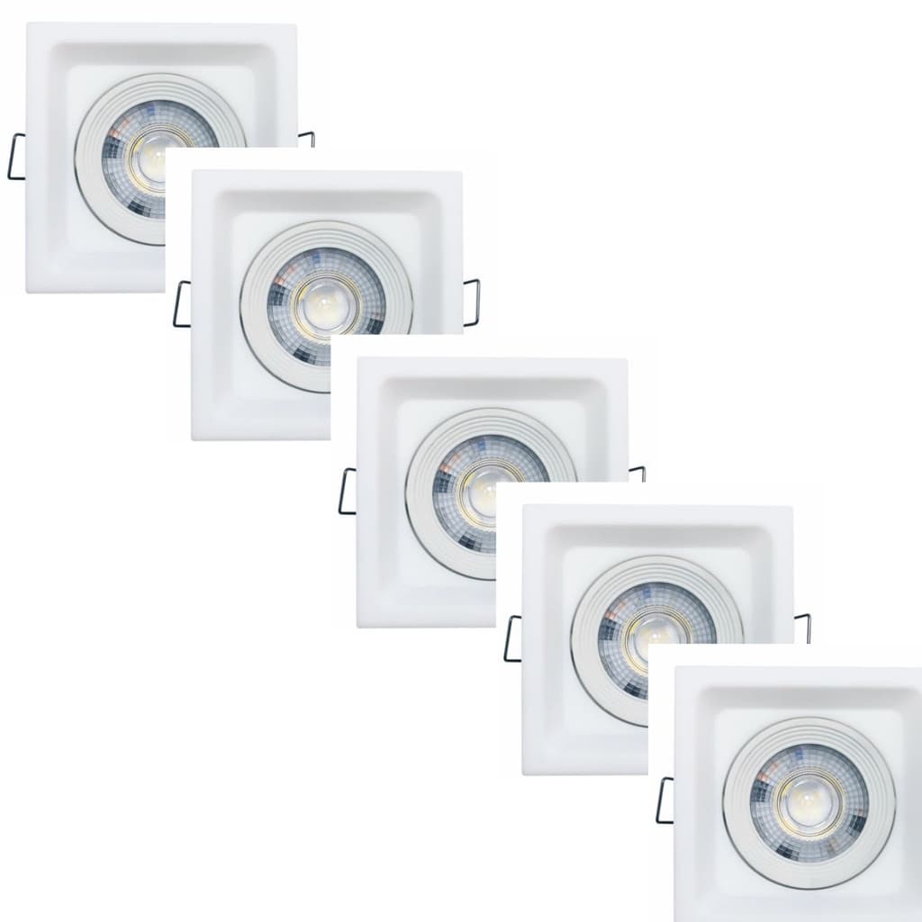 Luminária Spot  recuado LED Deep Quadrado 5W 3000K Branco Embutir - Kit c/ 5 Unidades