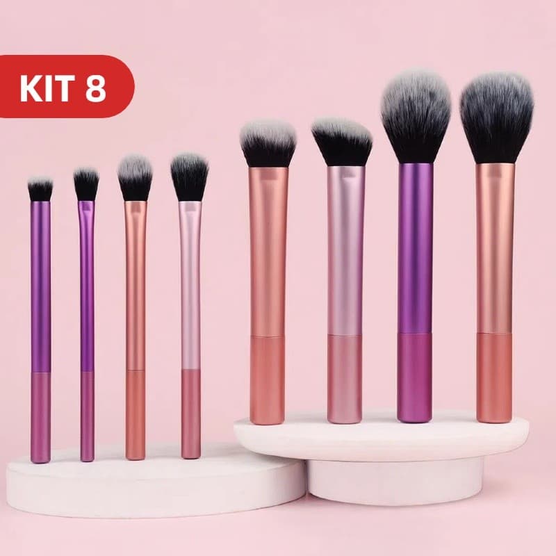 8 Conjunto de pincéis de Maquiagem Profissional com Escova em Pó Solto e Escova de Pó Blush
