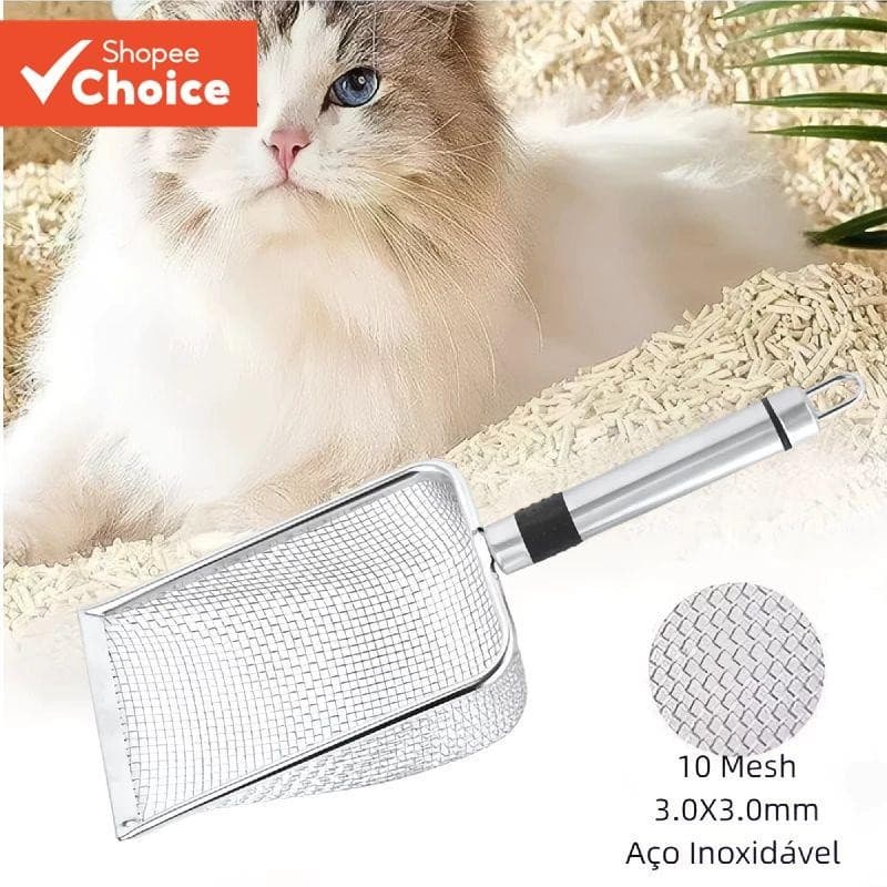 Colher De Areia Para Gatos Em Aço Inoxidável-Aderência Ergonômica , Superfície Grande Fácil Limpeza , Pá Durável Resíduo