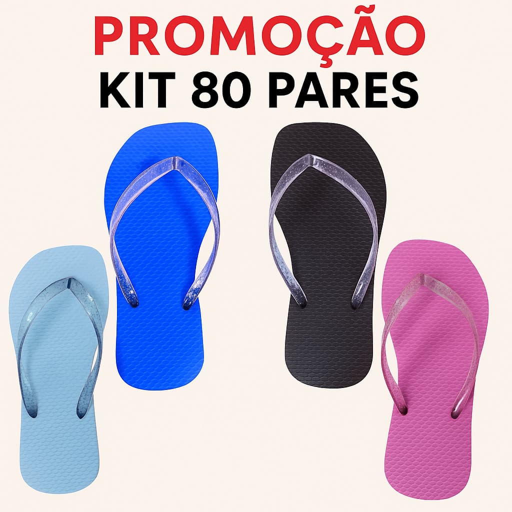 Kit 80 Pares Chinelo Feminino Sandália de Borracha