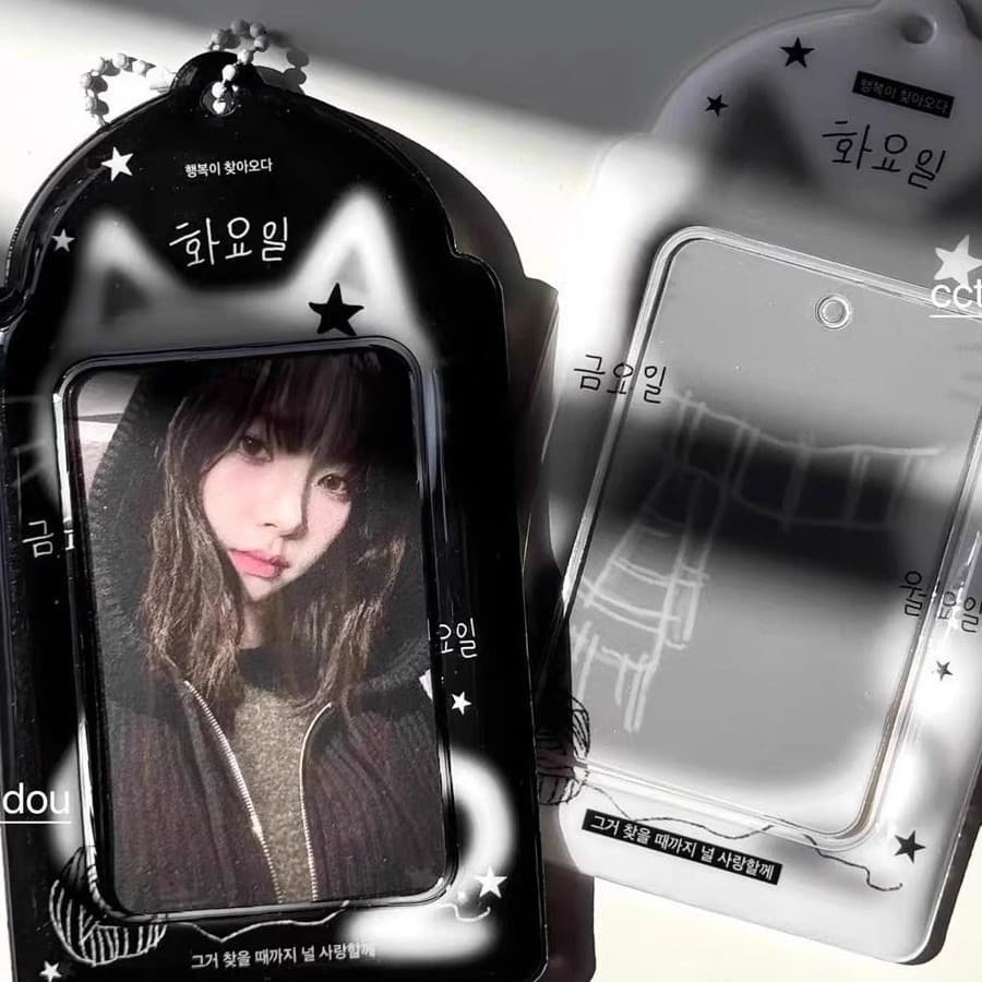 Ins Capa De Cartão De Gato Preto PVC Ídolo 3 Polegadas Proteção Pequeno Display Pingente Armazenamento
