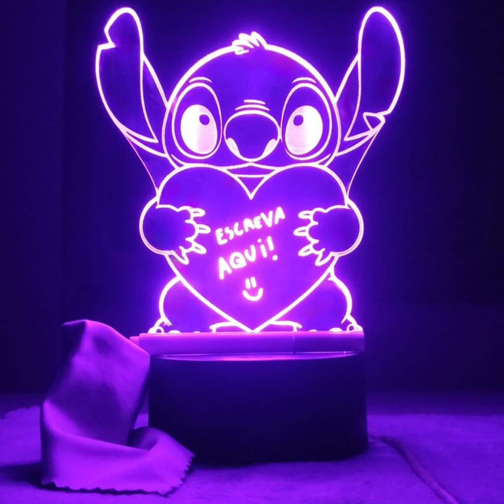 Luminária Led De Mesa Infantil Stitch Abajur Desenho Colorido P/ Criança Filha Dia dos Namorados