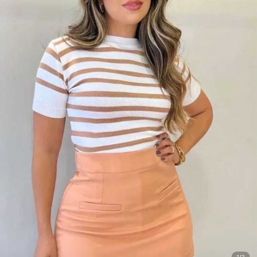 Camiseta Modal Listrada TAM Único