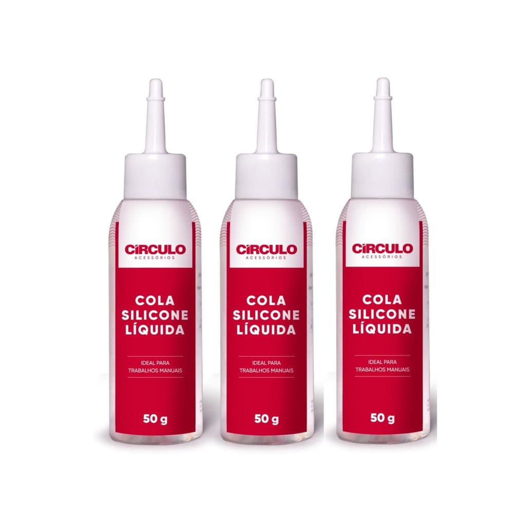 Kit 3 Colas Silicone Líquida 326712 Círculo - 50g Fixação Forte e Acabamento Transparente