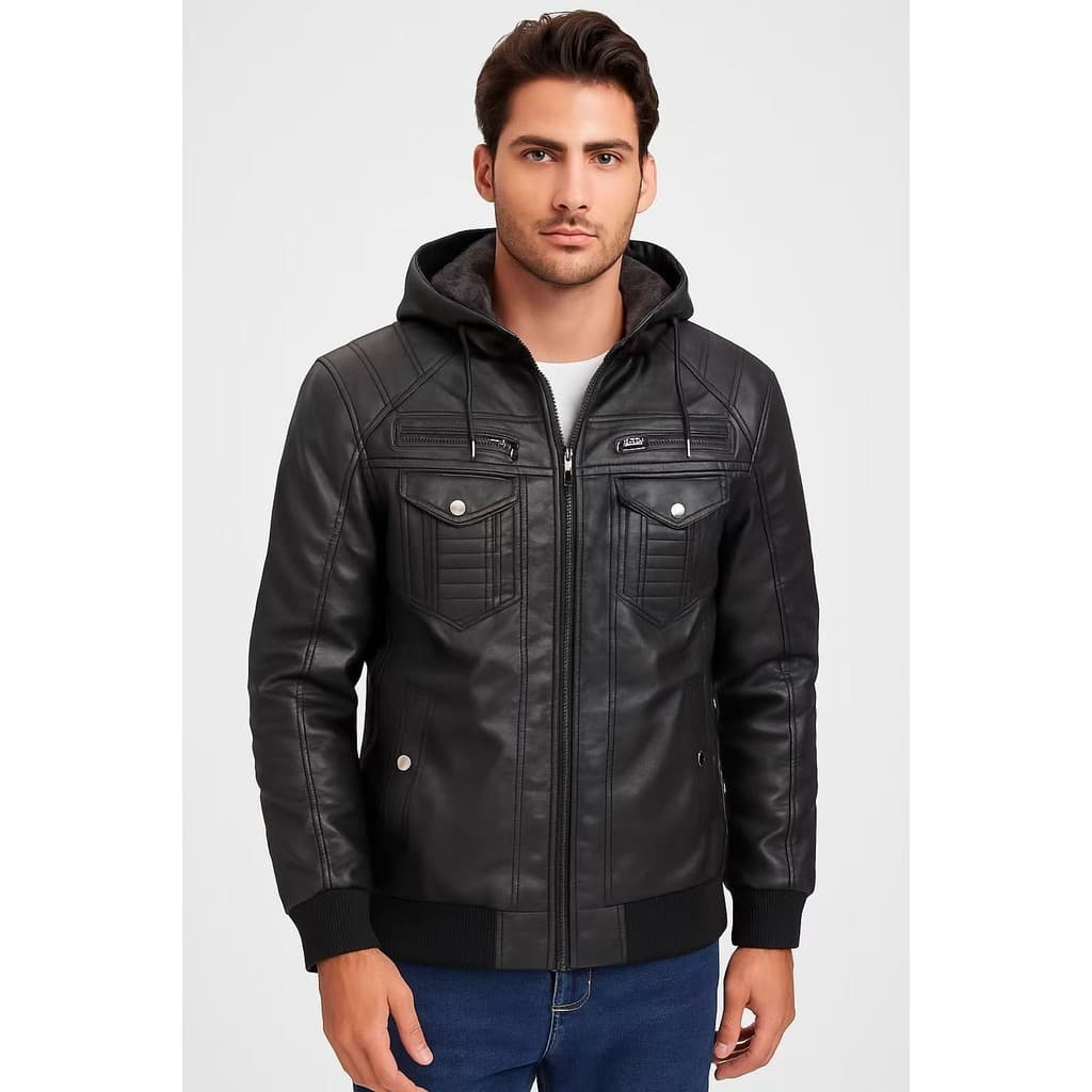 Jaqueta Couro Casaco Liso Comfort Masculino Blusa Com Zíper Impermeavel Premium Luxo Estilosa Moda