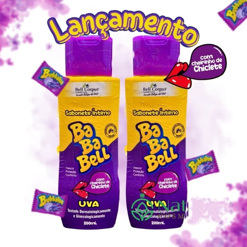 Kit 2 Sabonete Líquido Íntimo Bababell Uva Cheirinho de Chiclete - 200ml