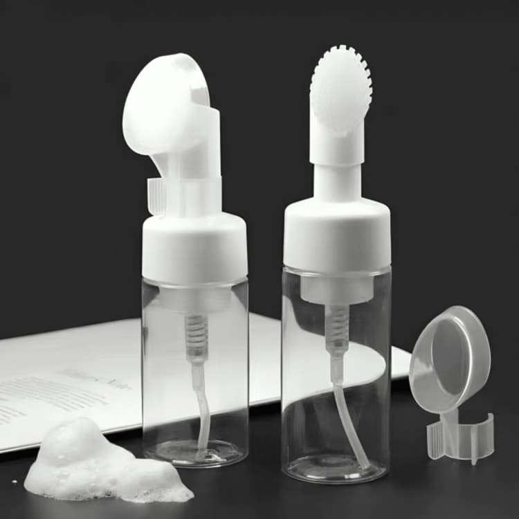 Frasco Pump 150ml com Escova de Silicone Espuma Limpeza Facial Skin Care Silicone Limpador De Rosto Espumante