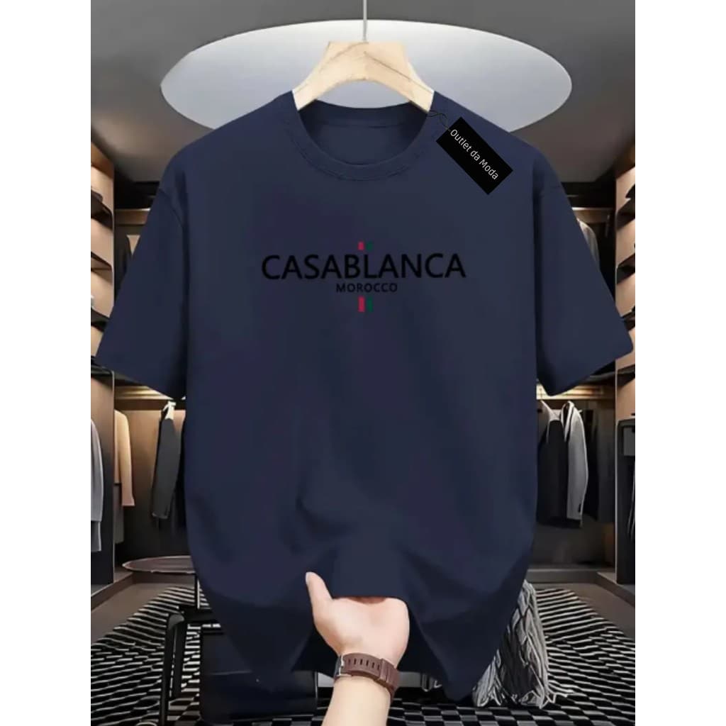 Camiseta masculina e feminina estampada CasaBlancaa 100% algodão super confortável moda verão