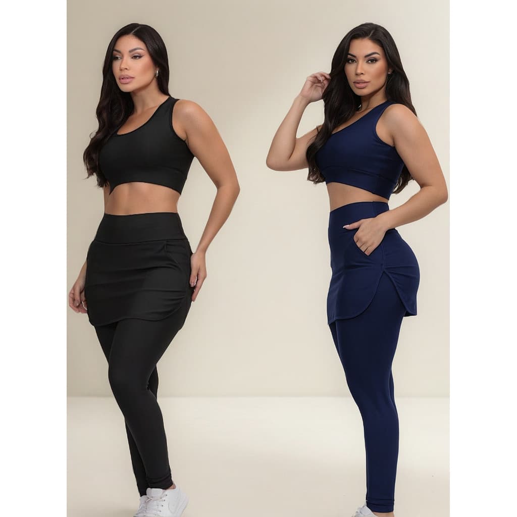 Kit Legging Top Conjunto Academia Feminino- 2 Uni.