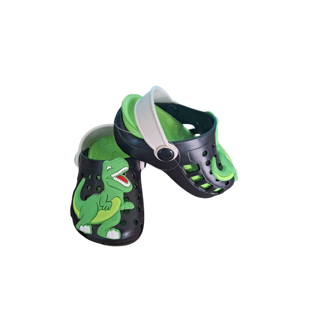 Sandália Babuche Infantil Pimpolho Bebê Menino Dinossauro Preta/Verde Masculina