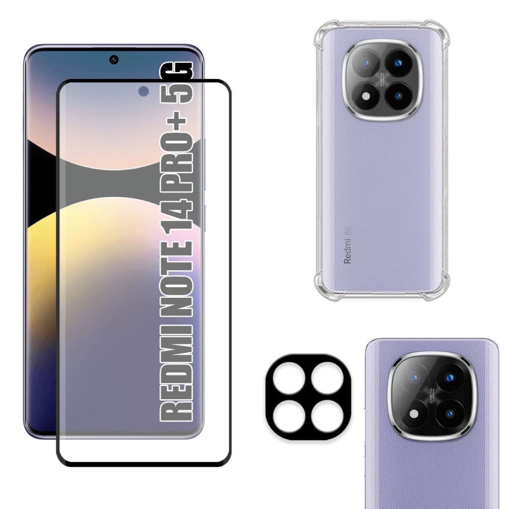 Kit Para Redmi Note 14 Pro Plus 5G | Película Fosca de Cerâmica - Capa Anti Shock - Película da Câmera 3D