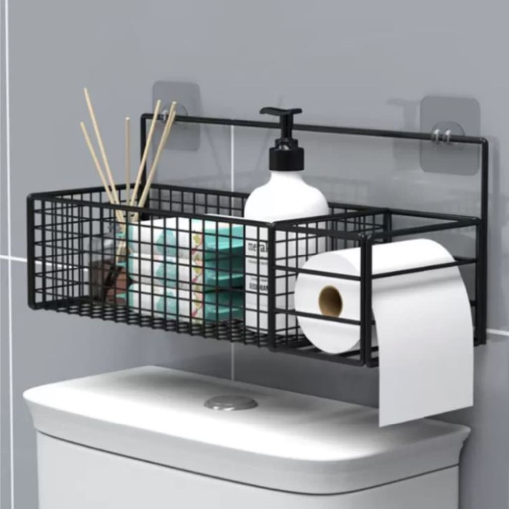 Prateleira para Banheiro Organizadora com Suporte de Papel e Cosméticos
