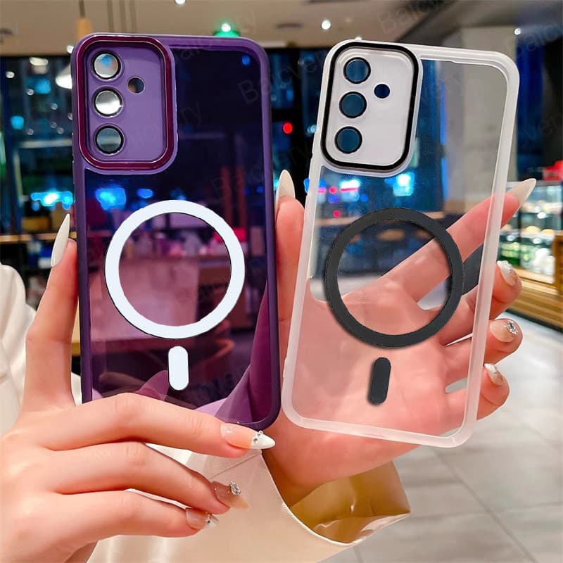 Para Samsung Galaxy A17 A07 A56 A16 A06 5G M35 A15 A55 5G Embalagem Caso Do Telefone Lente Da Câmera Magnético Carregado