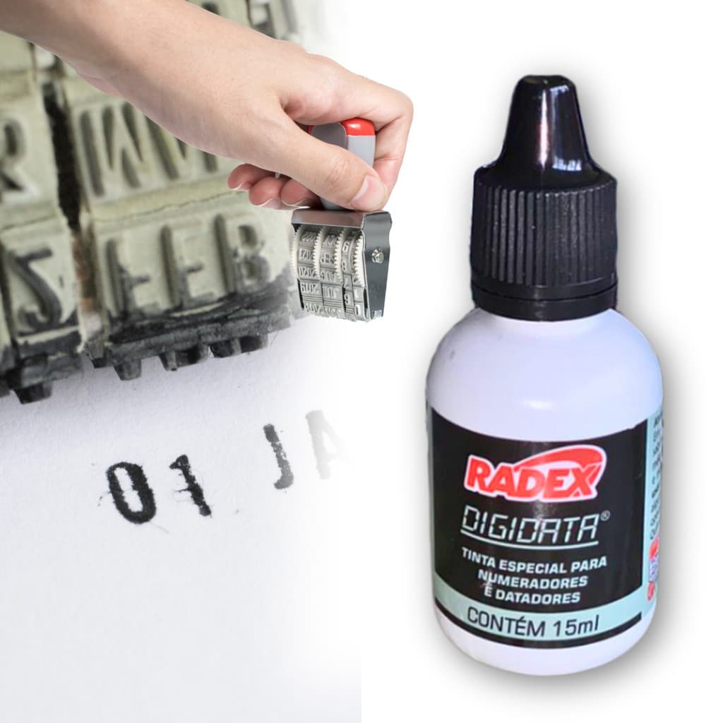 Tinta Para Carimbo Datador 1 Unidade Refil 15ml Reabastecedor Carimbo