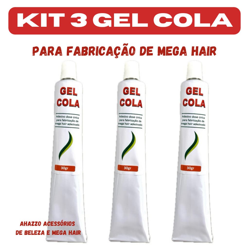 Kit 3 Gel Cola Profissional para Mega Hair 30g