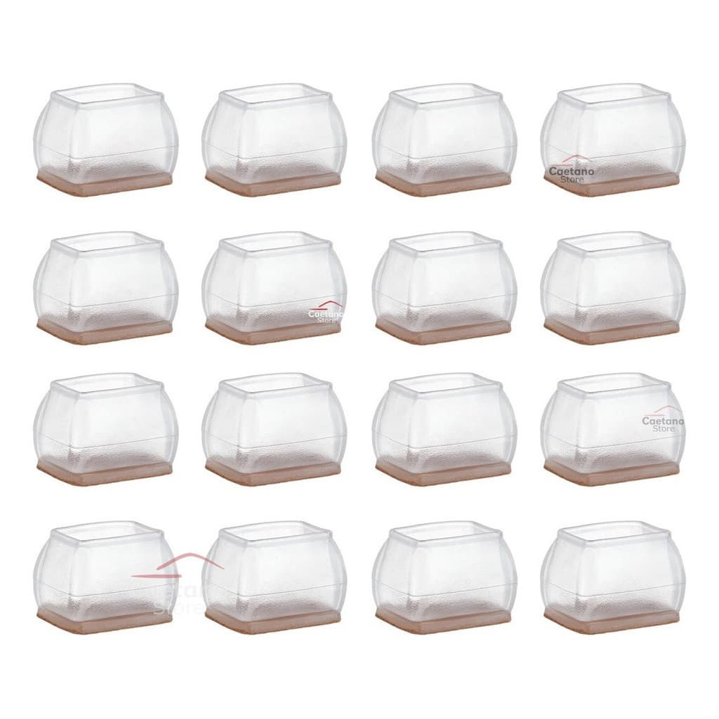 Kit 16 Pé Cadeira Retangular Pezinho Silicone Pes Feltro