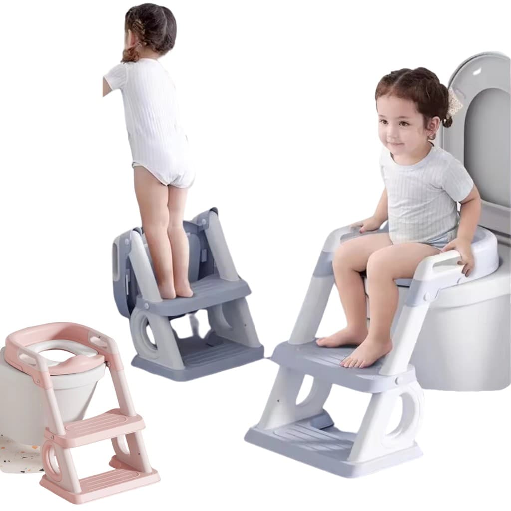 Cadeira de Treinamento Assento Infantil para Banheiro Escada Ajustável e Dobrável Compacta Teu Baby