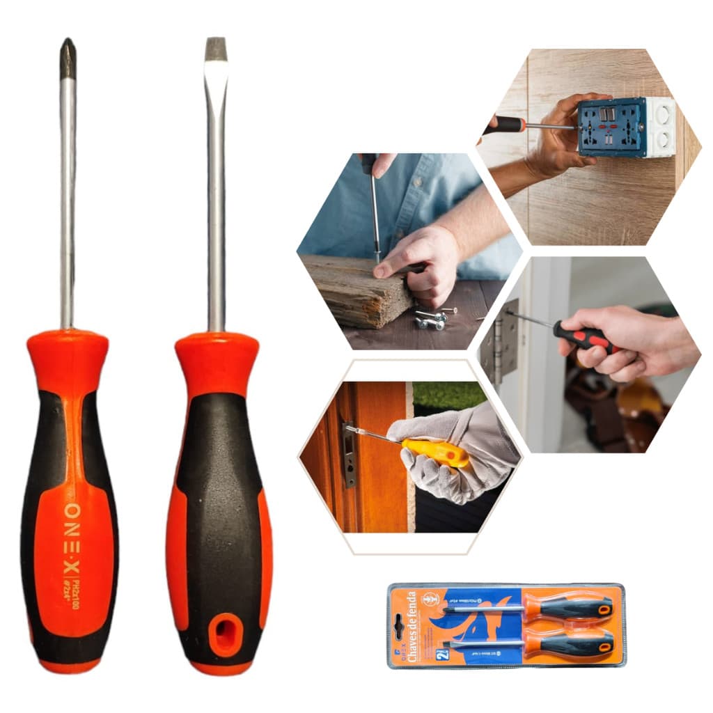 Kit 2 Chaves de  Fenda Philips Magnetizadas Profissional –- Resistentes e Duráveis  para  Manutenção