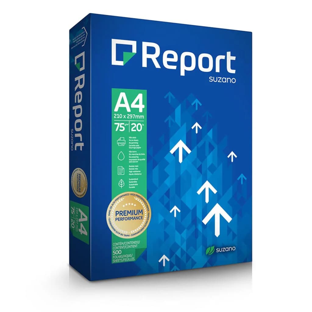 Papel Sulfite A4 Resma Com 500 fls Papel Report Para Impressão 75gr Folha A4