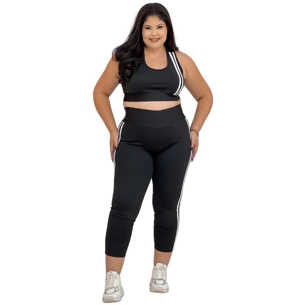 Conjunto Feminino Academia Plus Legging Corsario e Top Fitness