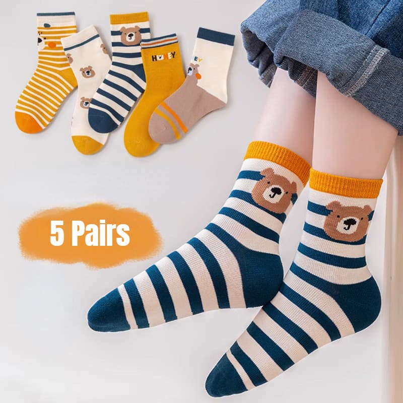 5 Pares Primavera Outono Meias Infantis Bonito Dos Desenhos Animados Crianças Do Bebê Meninos Meninas De Algodão Inverno