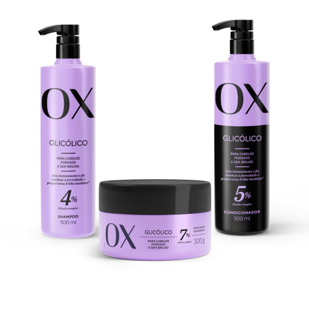(FULL)KIT OX GLICOLICO SH + COND 500ML + MASCARA 300G