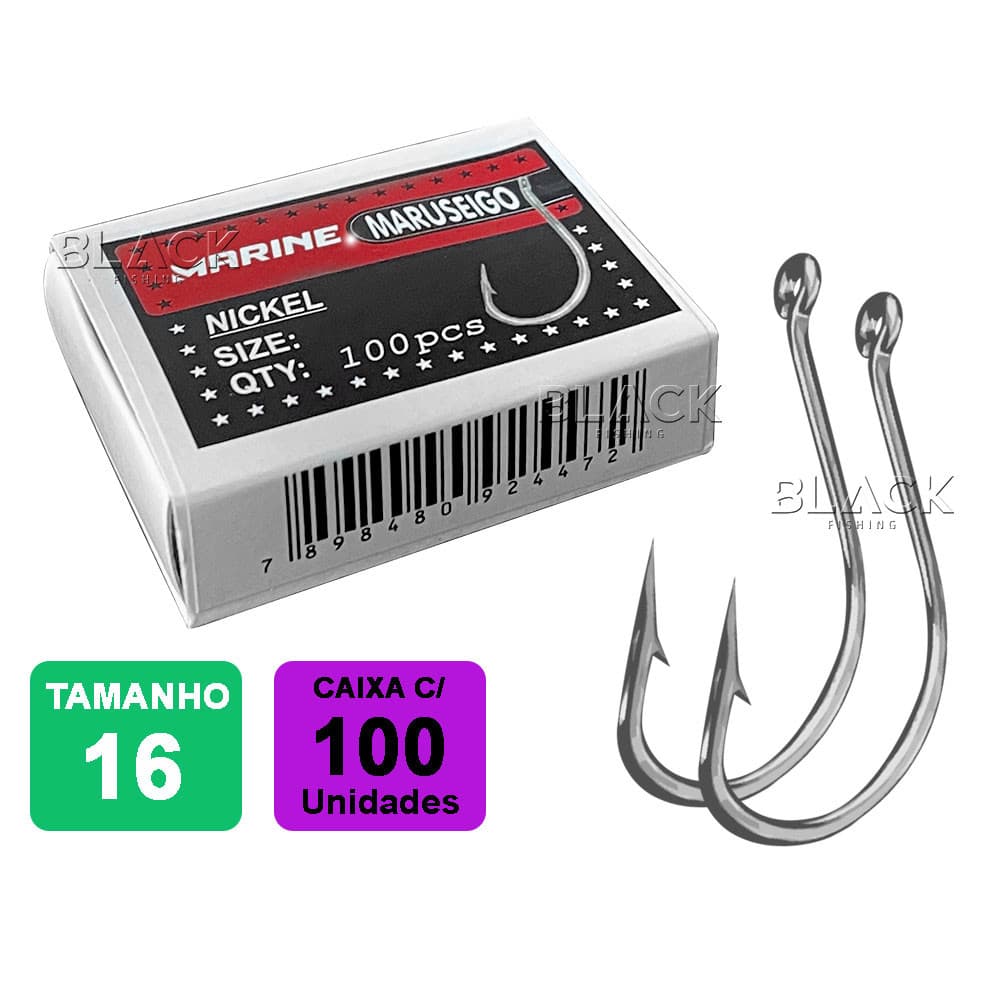 Anzol Carbono Maruseigo (100 Peças) Vários Tamanhos Black Nickel Marine SportsCaixa
