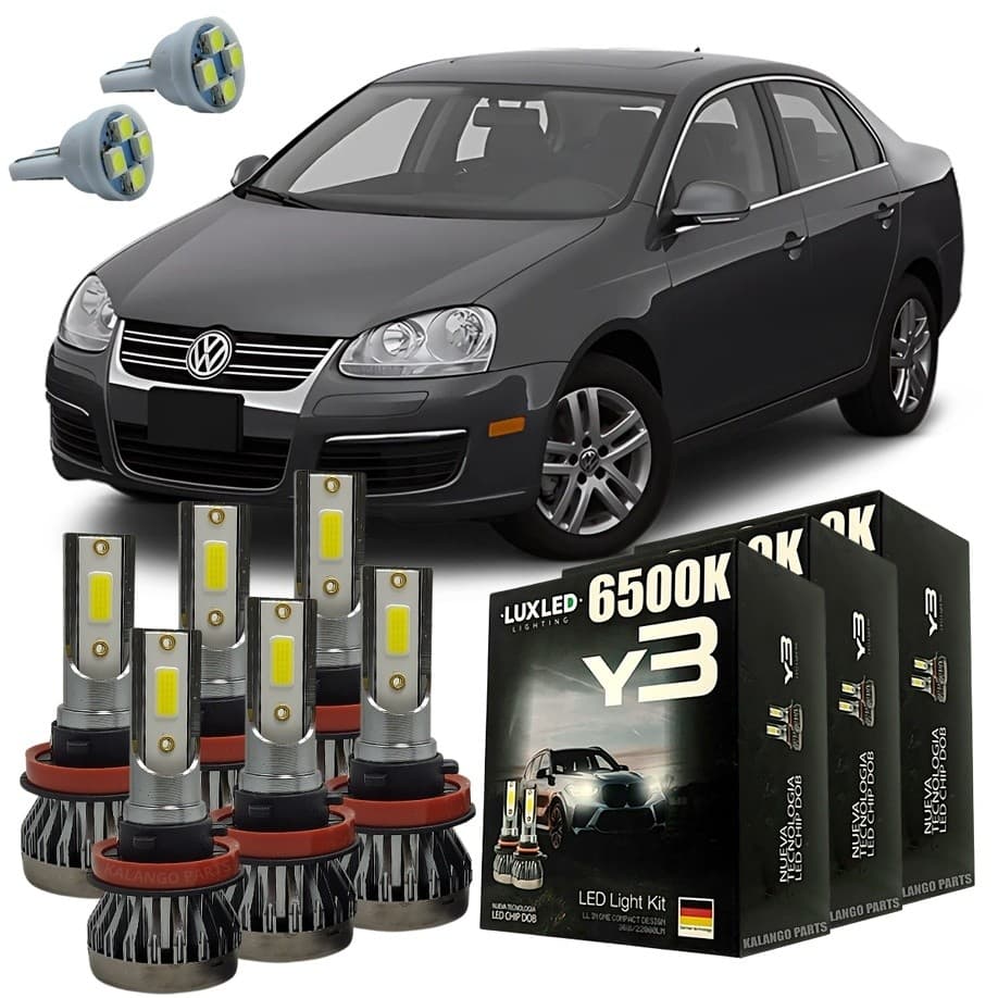 Kit Lâmpadas Super Led Y3 VW Jetta 2007 a 2012 + T10 - Lâmpadas de Led