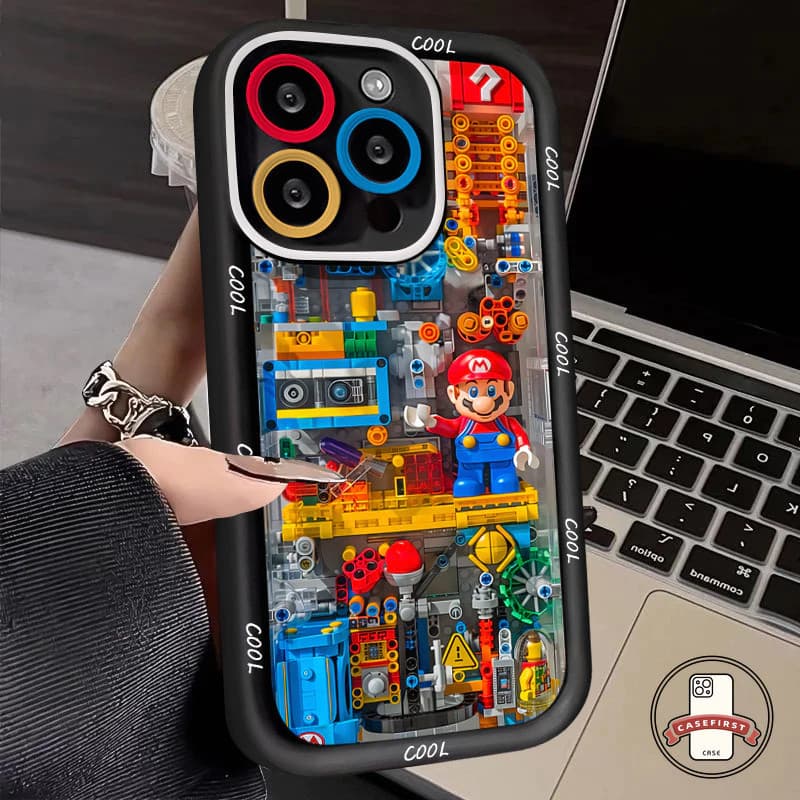 Capinha Capa de Silicone Padrão do Super Mário Anti queda e Macia para Motorola Moto E13 G04 G14 G22 G34 G53 G54 G84