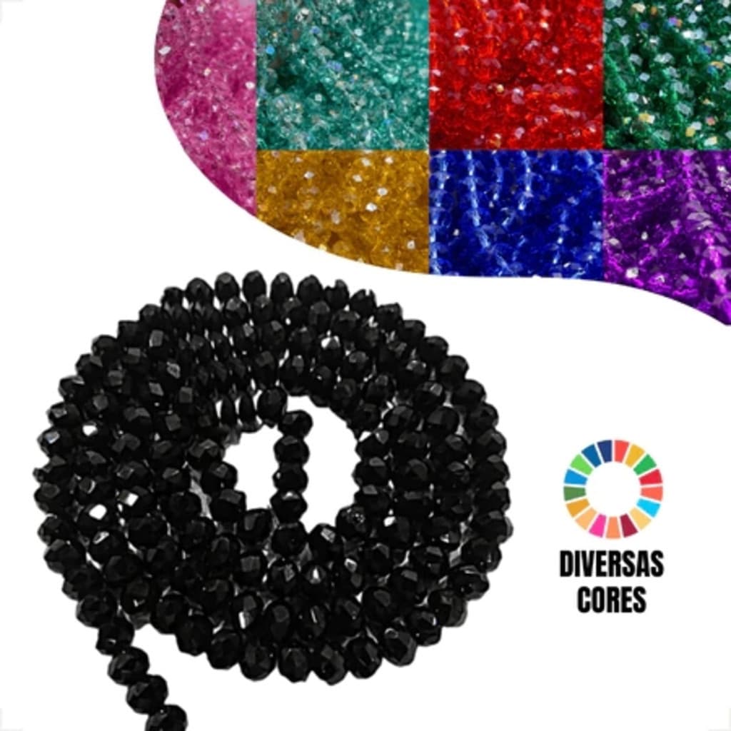 Kit 5 Fios de Cristal 8mm Facetado Flat Vidro Premium 64 Cores Pulseiras Colares Bijuterias Chaveiro