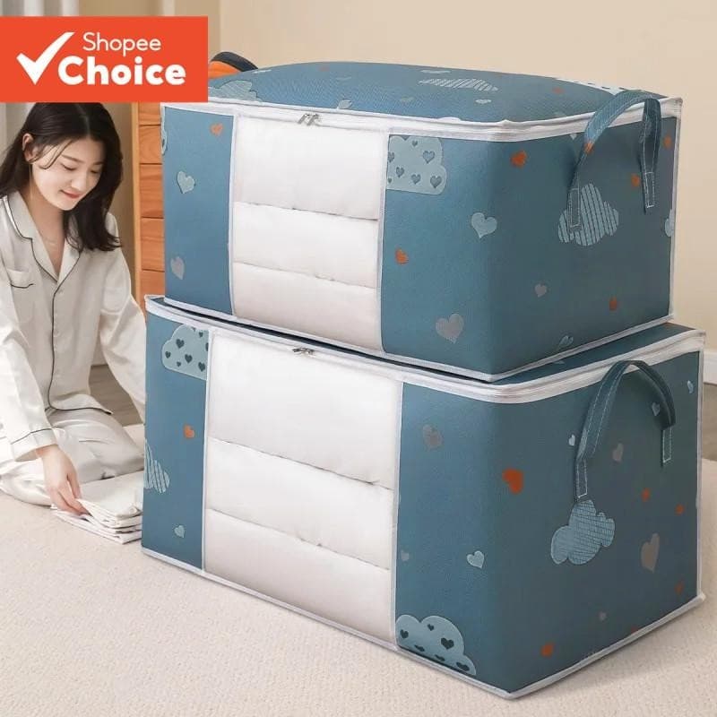 Organizador de Sacos de Armazenagem de Roupas com Cabo Reforçado e Zíper Robusto para Cobertores de Cama Dobráveis