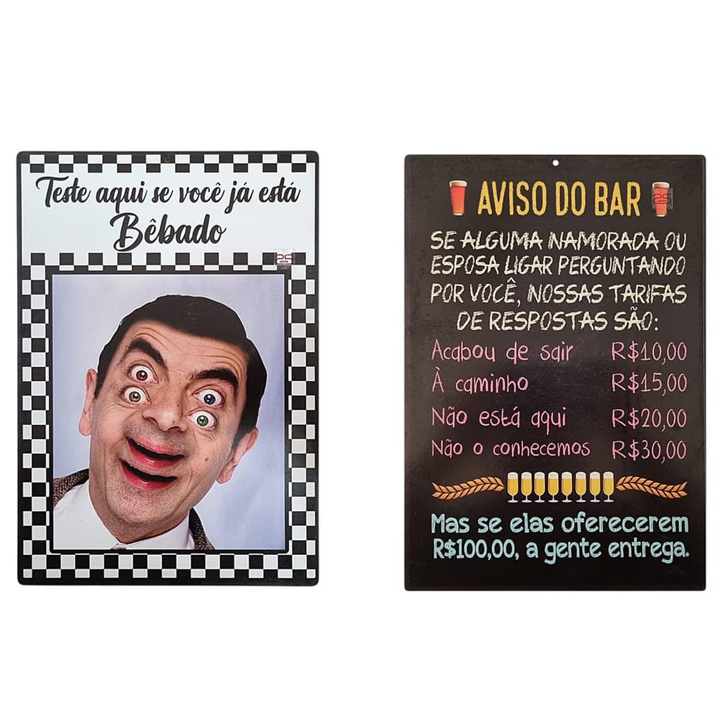 Placa Decorativa Bar Bebado Mdf Adesivado 30x21cm. 6727
