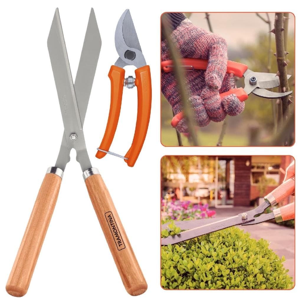 Conjunto Tesoura de Poda e Cerca Viva Para Jardinagem Plantas e Flores - Tramontina
