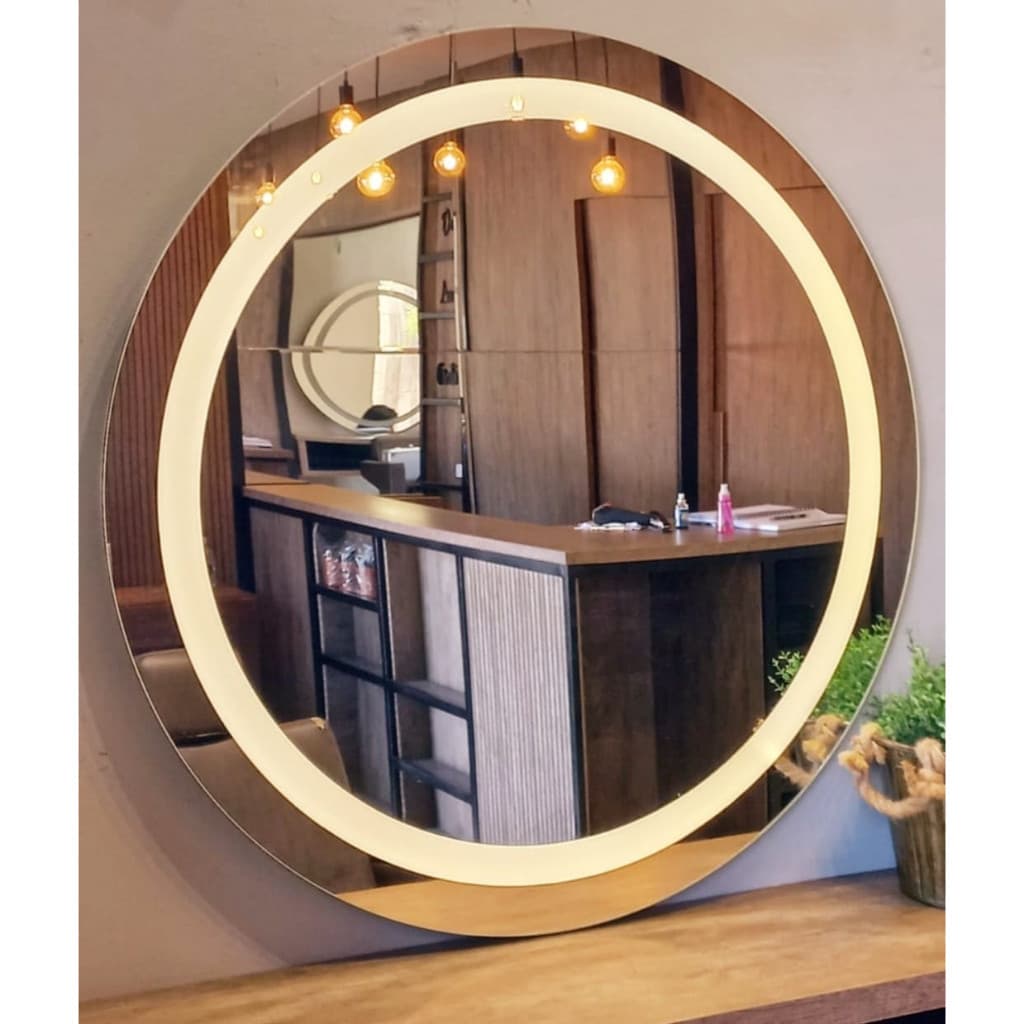 Espelho Led Transparente Jateado Touch Duas cores Led Amarelo Led Branco Fonte Decoração Chique