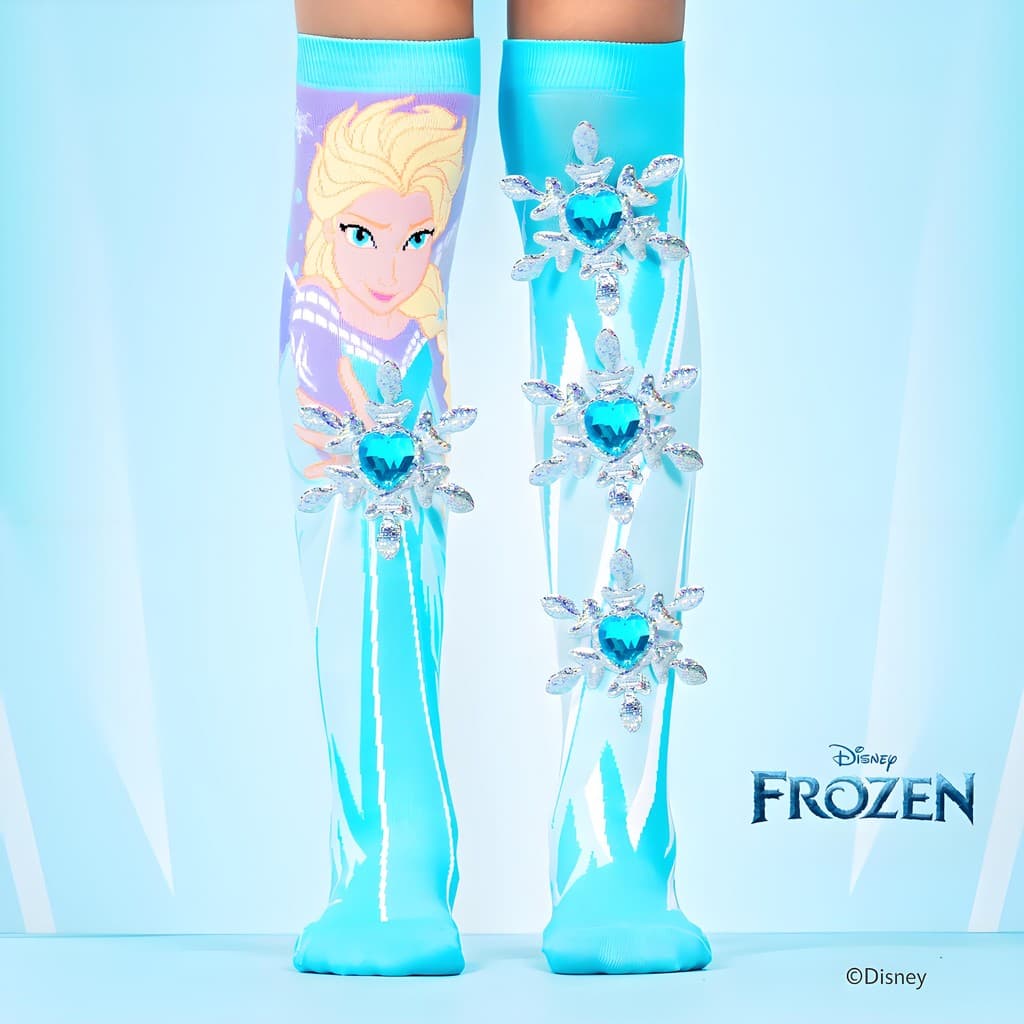 Meias Infantil Menina 3D Princesa Elsa Da Frozen Respirável Meia Elsa Infantil Cano Alto 2025
