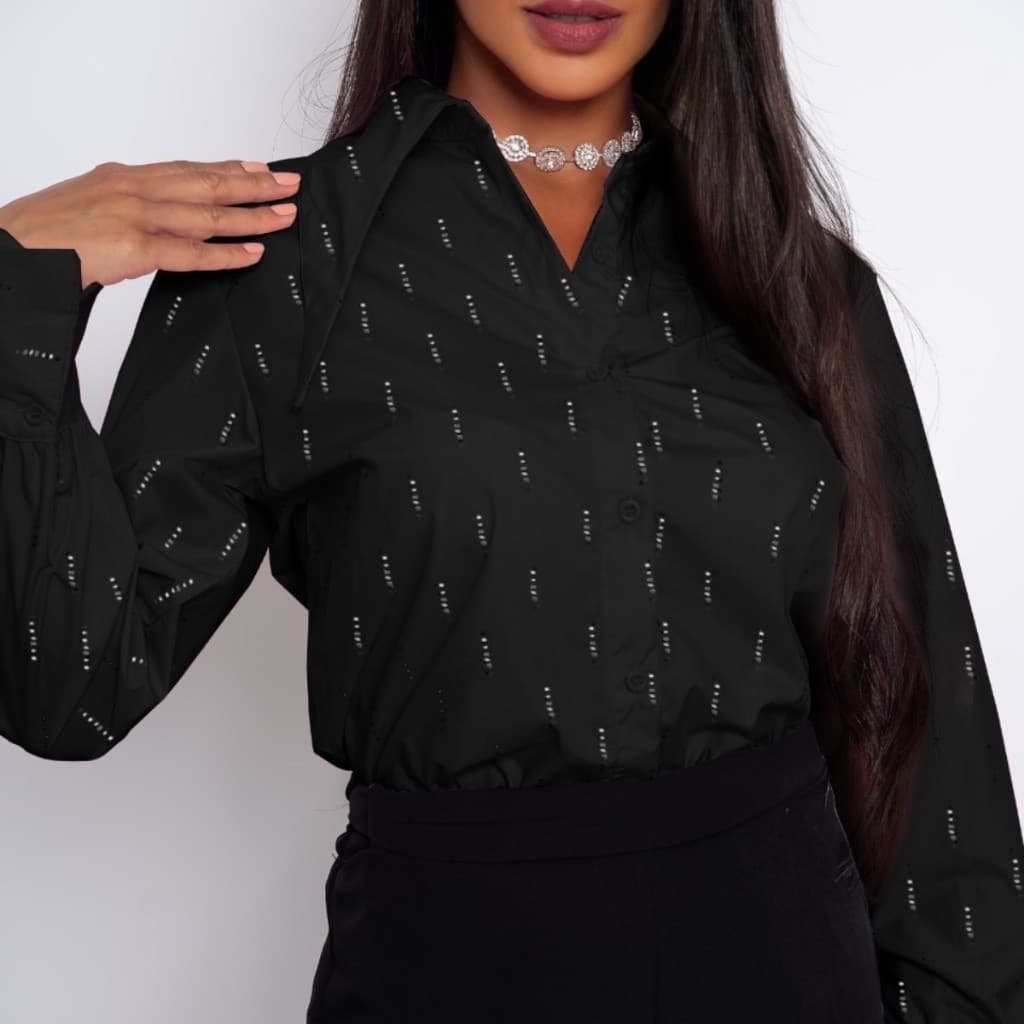 Camisa  Tipo Social Manga Longa com Strass 22-25