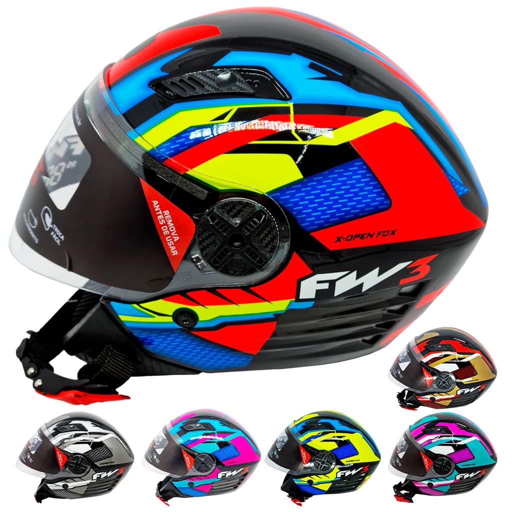 Capacete Aberto Fw3 X Open Up Fox Cores Tamanhos C/ Oculos