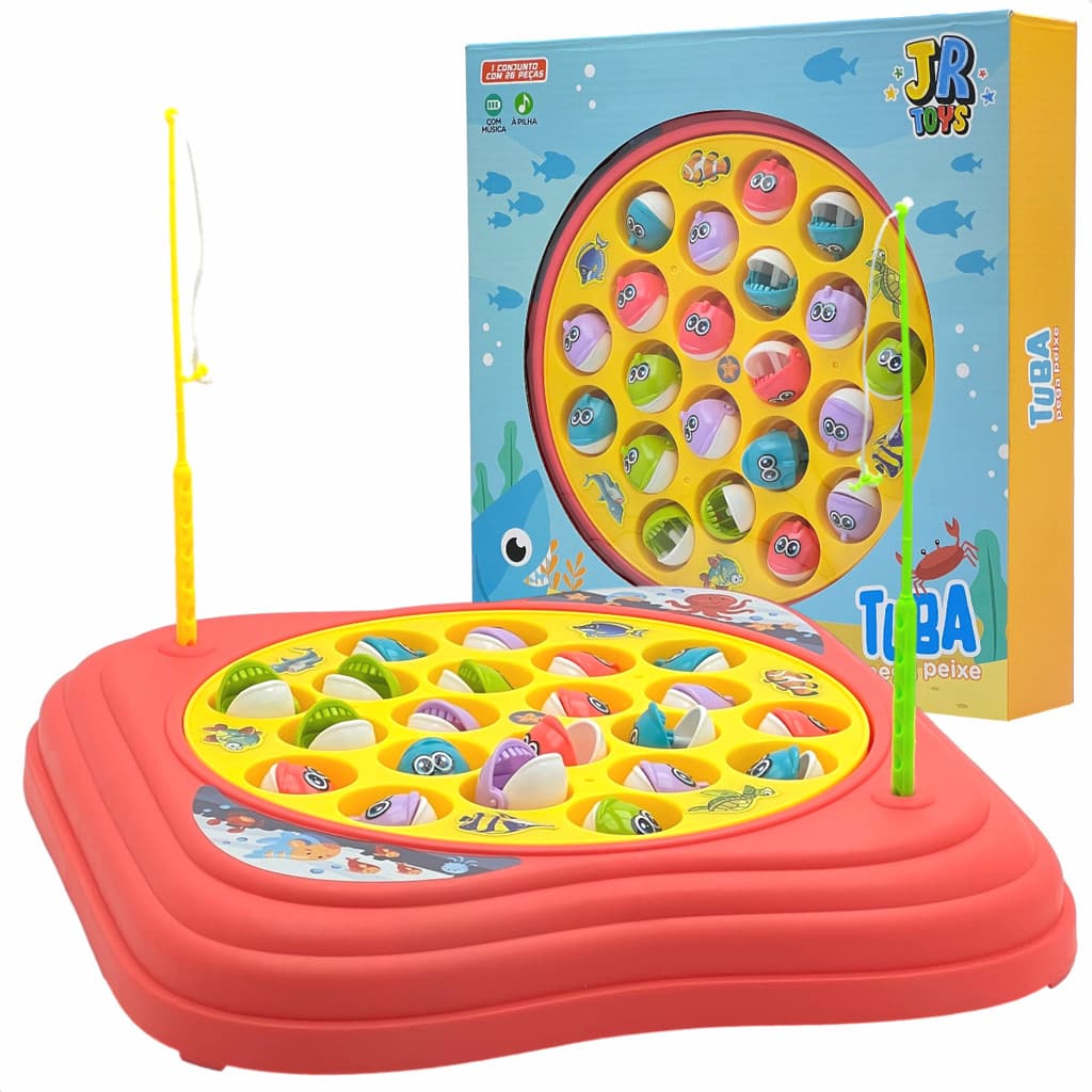 Jogo Pesca Peixe Divertido Brinquedo Pescaria Infantil  26 Peças Musical