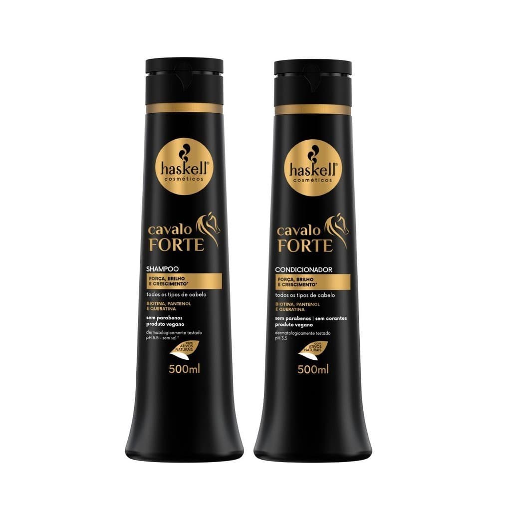 Kit Shampoo e Condicionador Crescimento e Hidratação Haskell Cavalo Forte 500ml