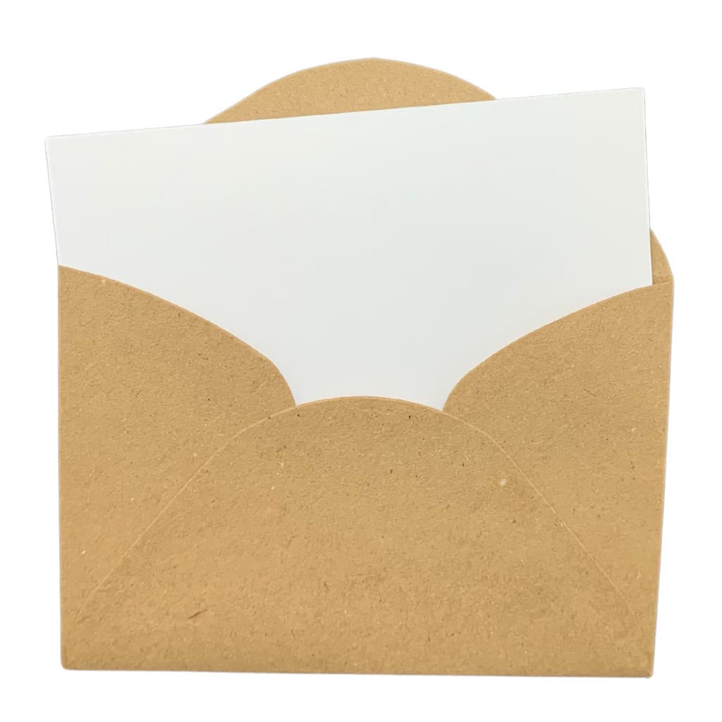 Envelope Mini Kraft Pardo + Cartão Branco Atacado | Rústico | Cartão de Agradecimento | 11,5x8cm 100 Unidades