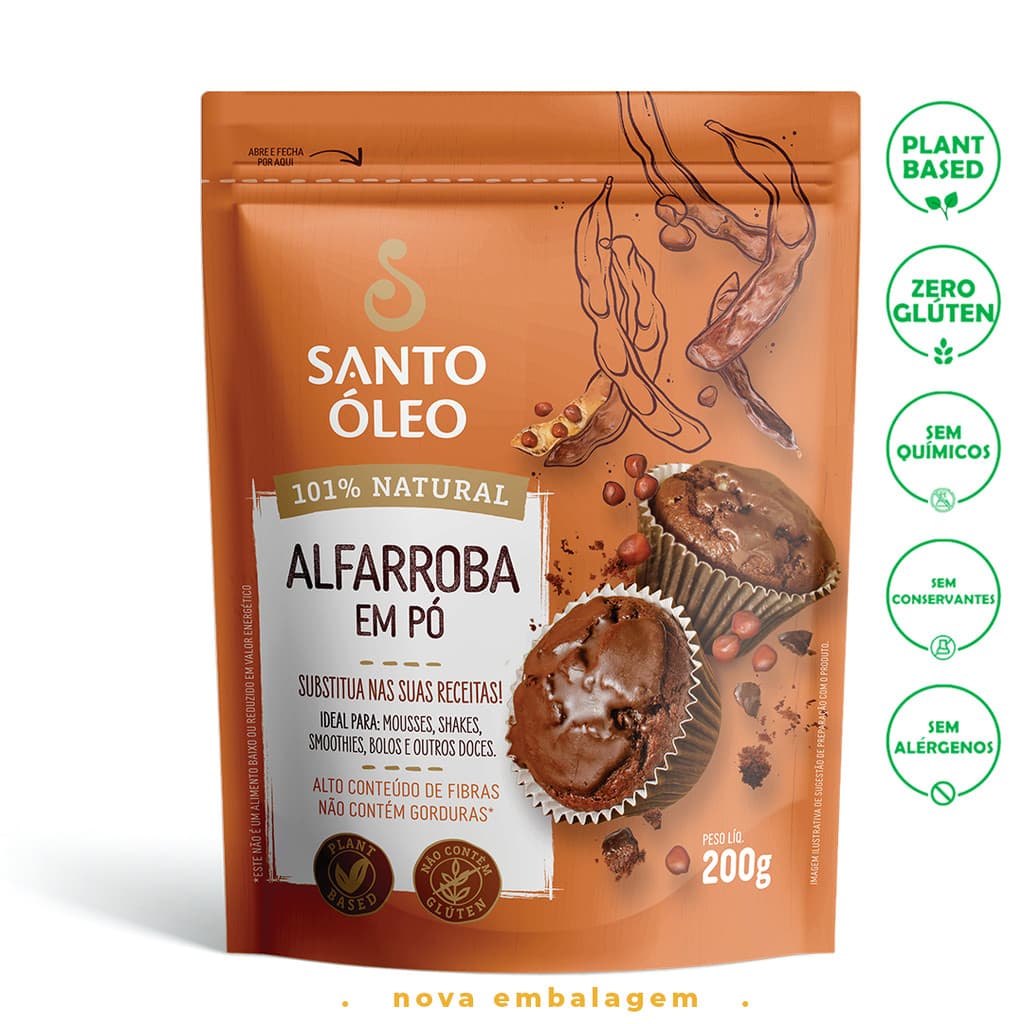 Alfarroba em Pó Premium 100% Natural 200g  Santo Óleo