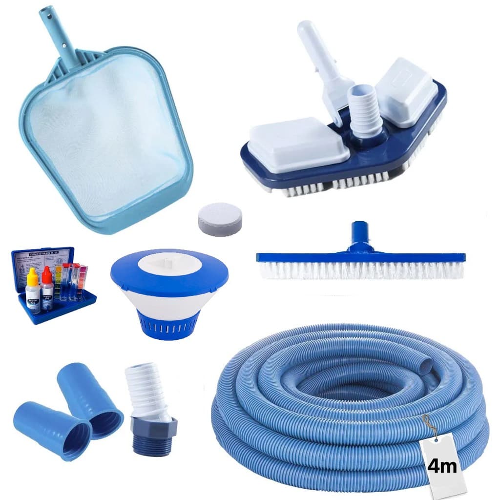 Kit Limpeza Piscina Aspirador Escova Peneira Clorador 10 Pç