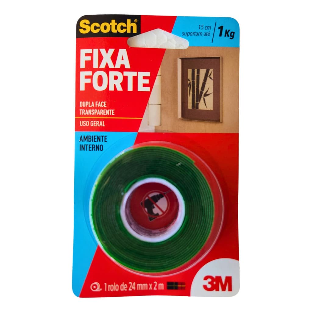 Fita Dupla Face 3m Fixa Forte 24 Mm X 2 M Incolor